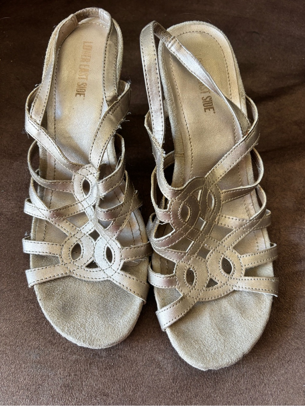 LOWER EAST SIDE Metallic Gold Strappy Women's Sandals